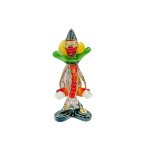 Murano Glass Clown Figurine With Original Sticker, Handblown Italian Art Glass, Vintage Collectible Italy Home Decor  7”