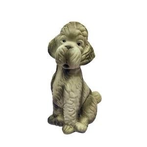 Vintage Poodle Puppy Dog White Ceramic Figurine 7” Matte Finish Vintage Japan