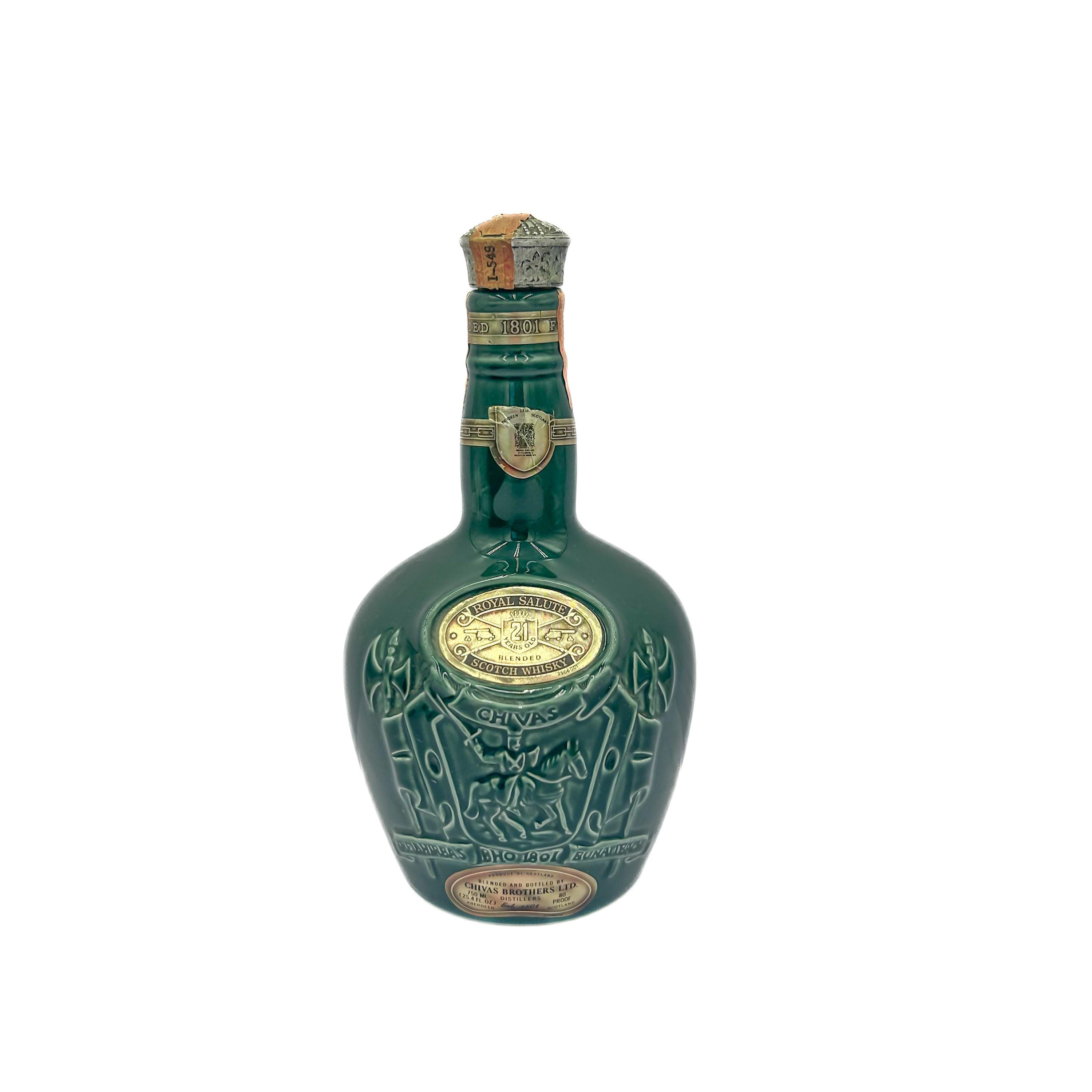 Vintage Royal Salute 21 Year Old Scotch Whisky Green Ceramic
