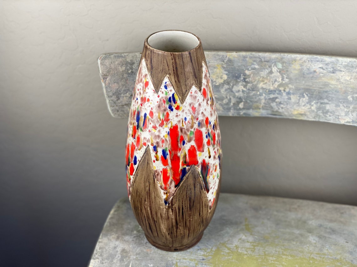 Vintage Mid Century Modern Ceramic Studio Pottery Vase Colored - Etsy