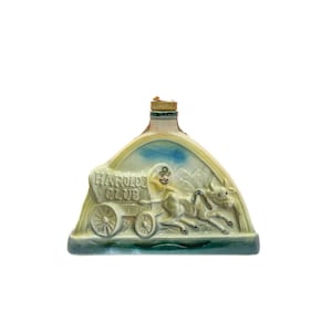 Vintage 1969 Jim Beam Harold&#39;s Club Casino Decanter - &quot;Harold&#39;s Club or Bust&quot; - Collectible Whiskey Bottle - Reno 8”