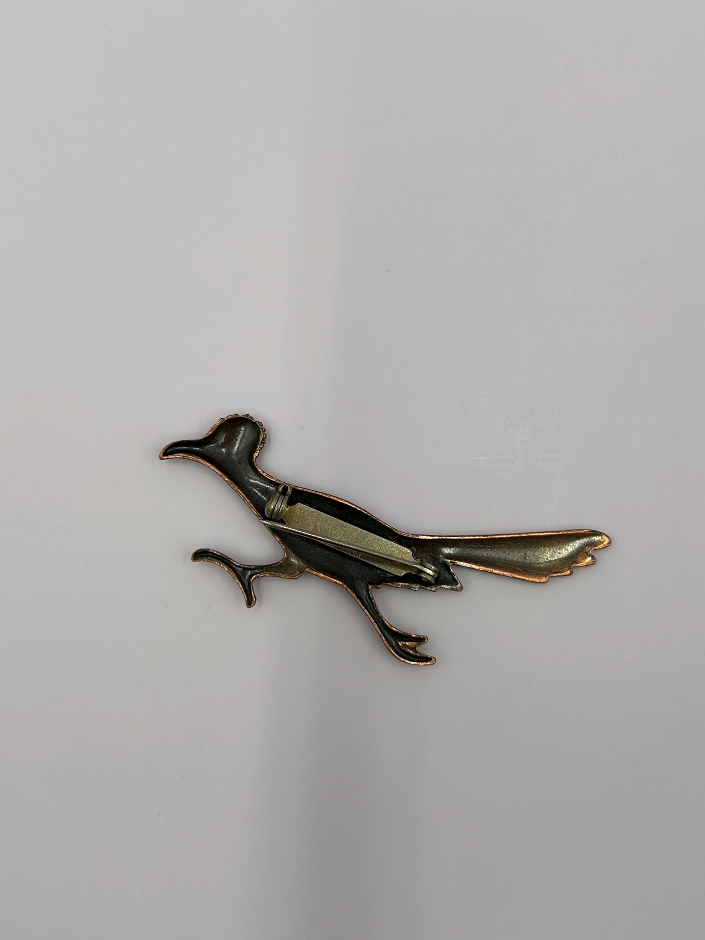 ヴィンテージ メキシコ製 シルバー925 ブローチ 鳥 ロードランナー