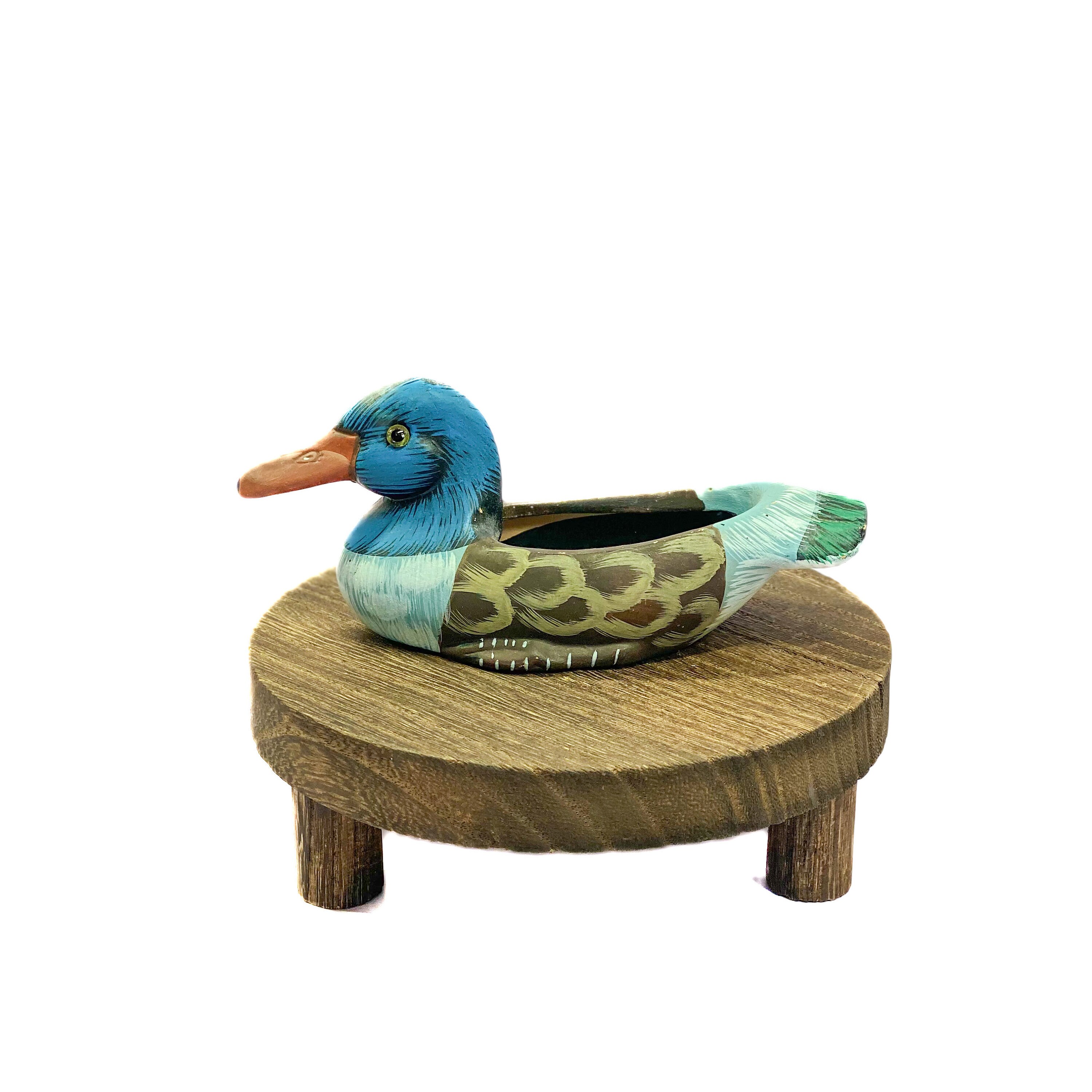 Vintage Hand painted Small  Duck Ceramic Planter, Rustic Cabin Decor 6”