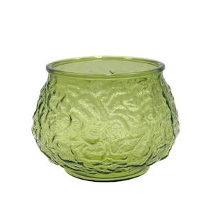 Crinkle Glass Bowl/Vase  Green E.O .Brody Co. USA Cleveland Ohio 5x5x5”