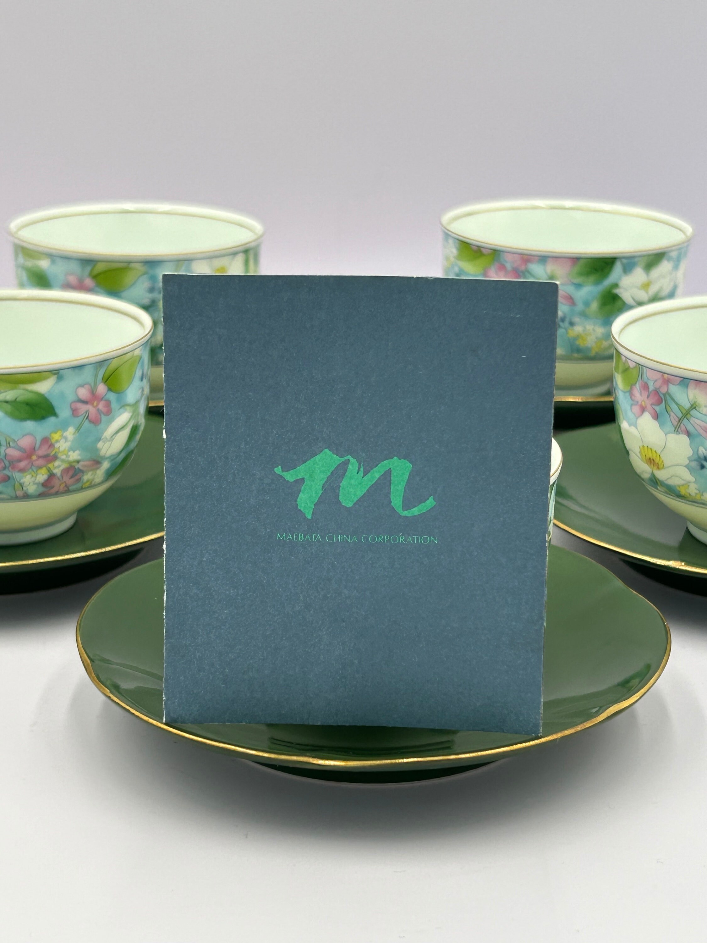 Vintage Japanese Lusterware Demitasse Cup and Saucer Set of 6 IN