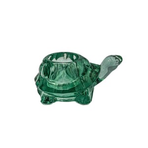 Vintage Cute Little Green Indiana Glass Turtle Votive Candle Holder 5.5”