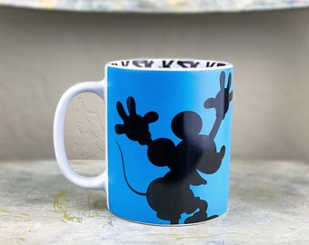 Disney Parks Mickey Mouse Blue Shadow Ghost Mug Cup 20 Nice Heavy Disney Mug