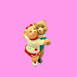 Vintage 1992 Hallmark Keepsake Ornament - &quot;Love to Skate&quot; Ice Skating Bears - Christmas Collector Series 2.75”