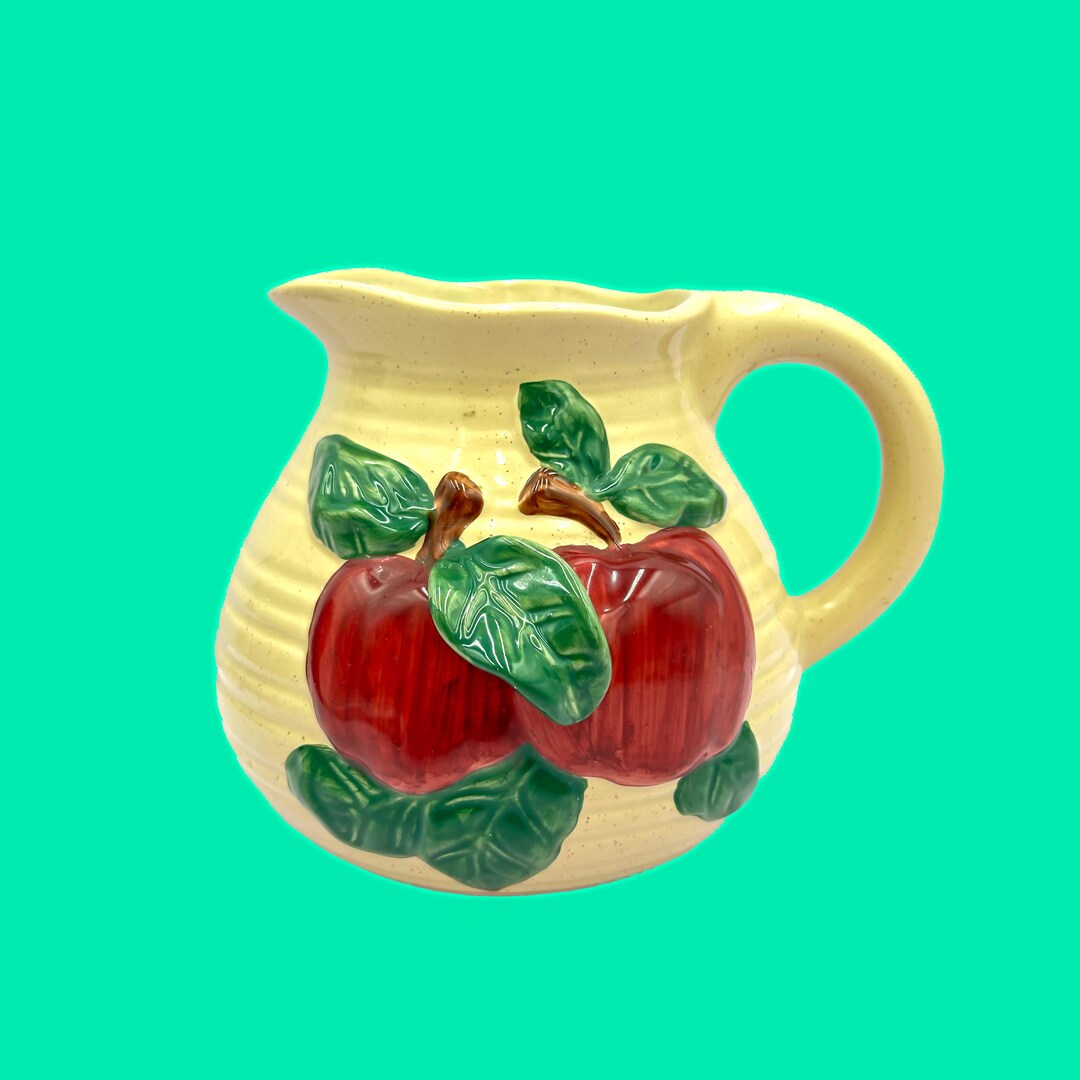 Vintage Embossed Apple Ceramic Pitcher / Jug, Farmhouse Kitchen Decor ...