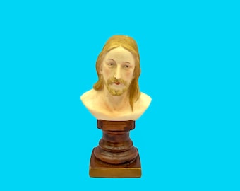 Vintage 1970s Hand-Painted Jesus Christ Bust Statue | Religious Home Decor | Catholic Figurine | Collectible Art 5.5”