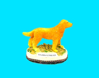Miniature Golden Retriever Dog Figurine | Hand-Painted Resin Collectible | Pet Lover Gift | Dog Memorial Statue 4x3.5”