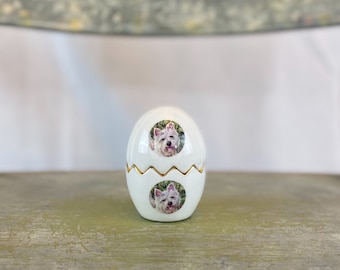 Porcelain Westie West Highland Terrier Dog Puppy Egg shaped Salt & Pepper Shaker.