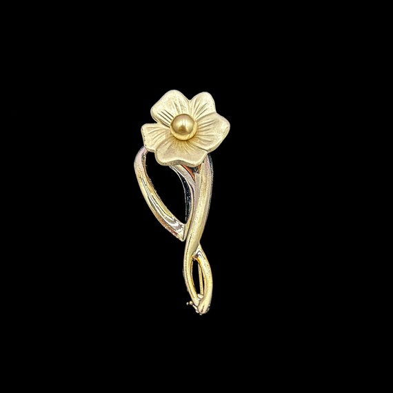 Broche Vintage Fleur Avec Perle Et Pendant Argenté - État Bon - Fabriqué En France
