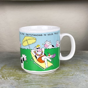 Vintage Russ Berrie You’re Outstanding in Your Field! (Cow Pasture)  Coffee Mug
