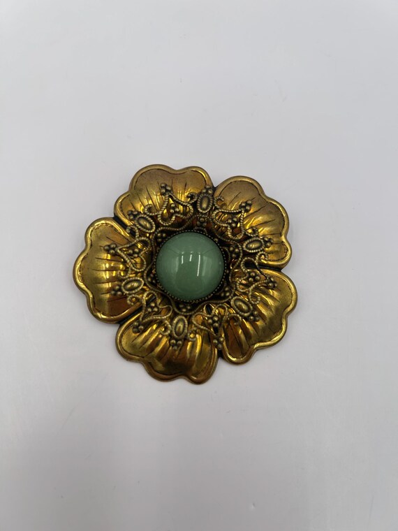 希少 Vintage   425 Brooch 925 Vintage 1980s Jan Michaels of San Francisco Brass Flower Brooch