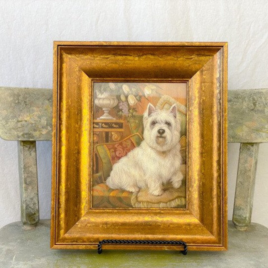 Vintage West Highland White Terrier Westie Dog Gold Framed Print Wall ...