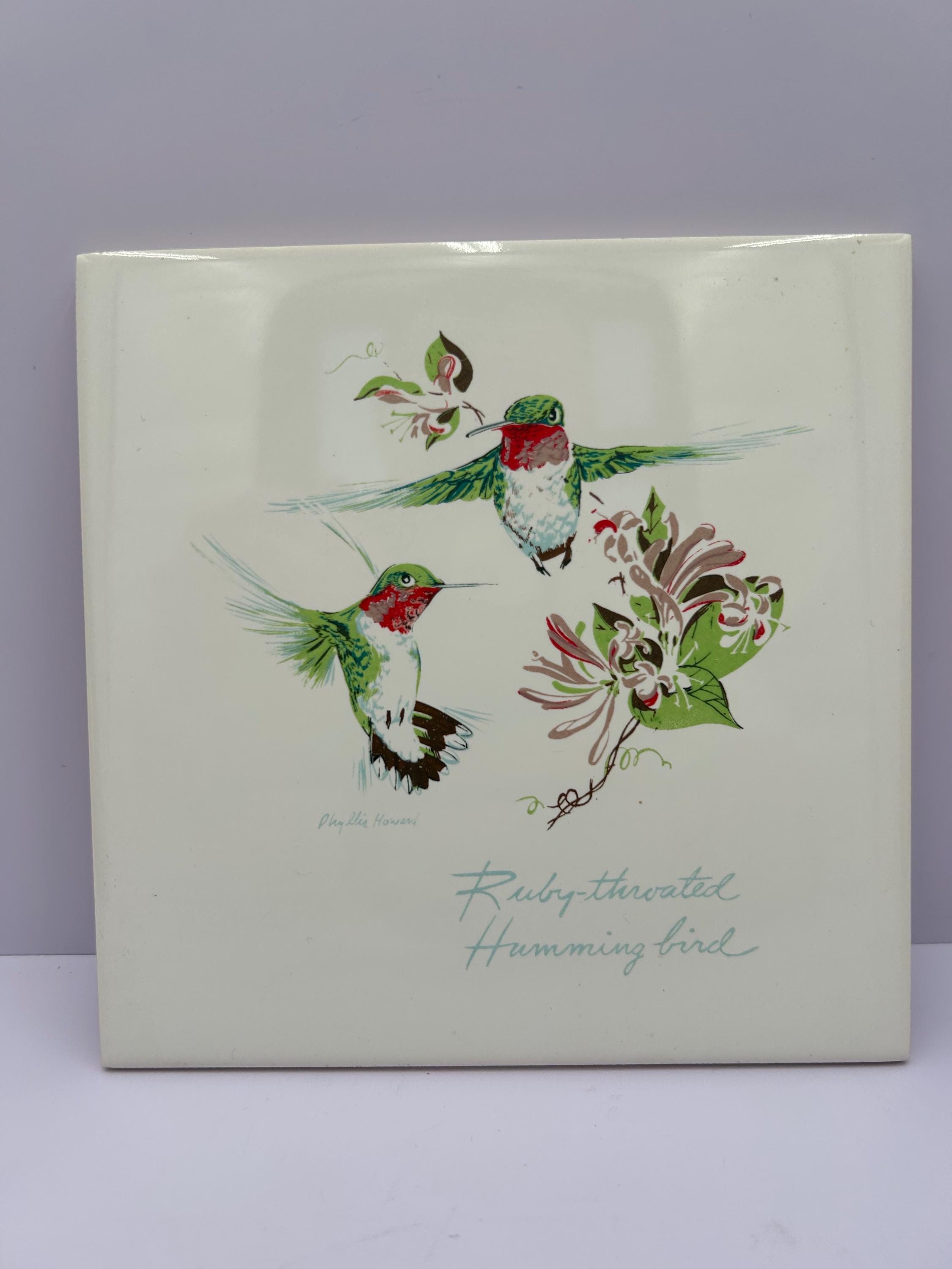 Vintage 1960s Ceramic Tile Featuring a Hand-pressed Design of Ruby