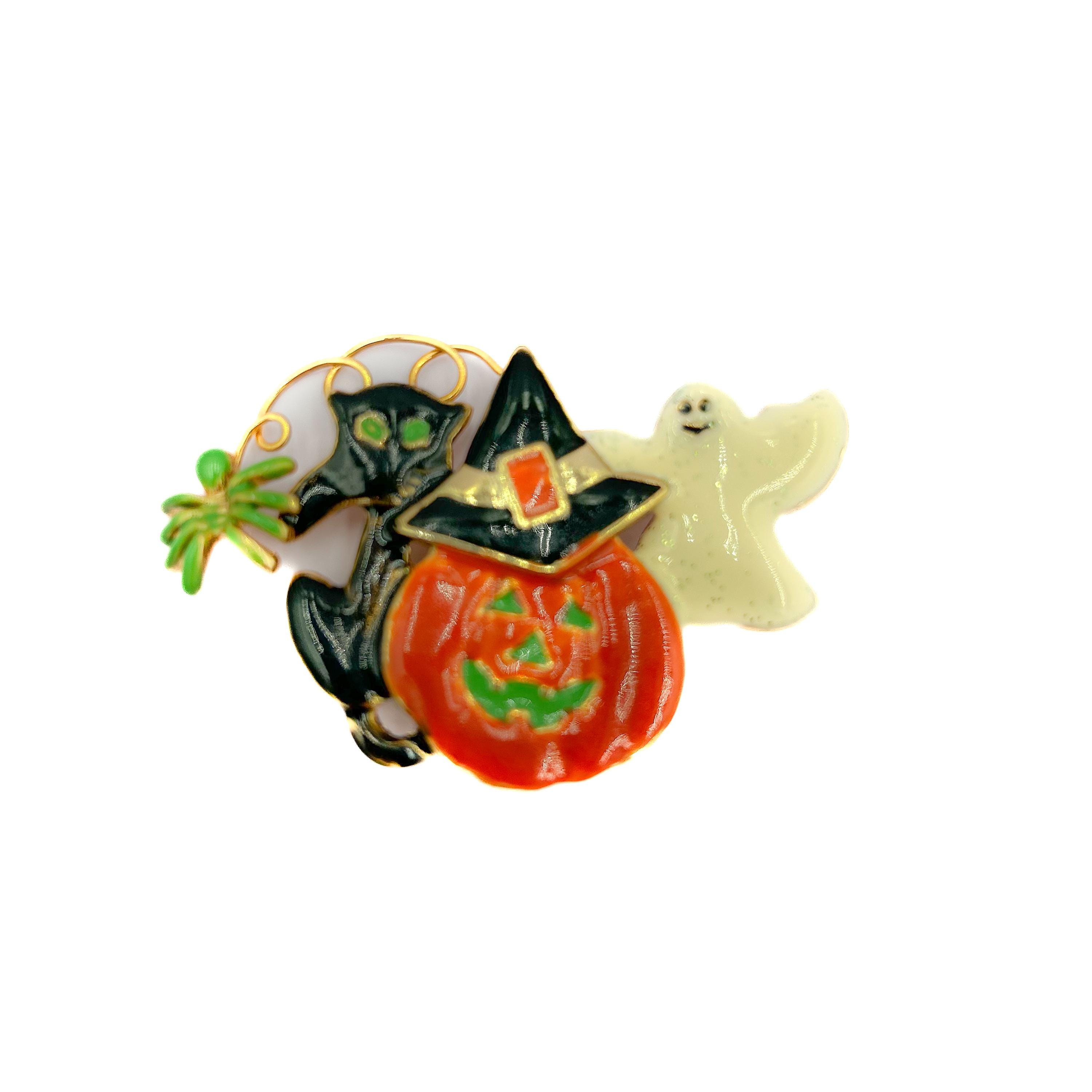 Rotolo di spilla di Halloween con gatto nero: design di zucca in acrilico intercambiabile - Italia