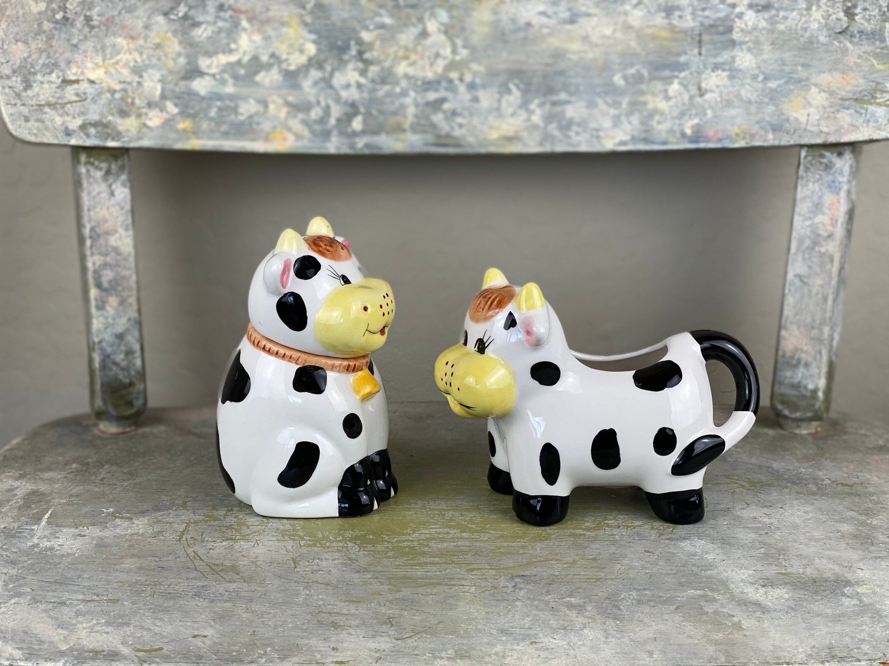 Vintage Ceramic Cow Sugar and Creamer Set by Houston Harvest Etsy
