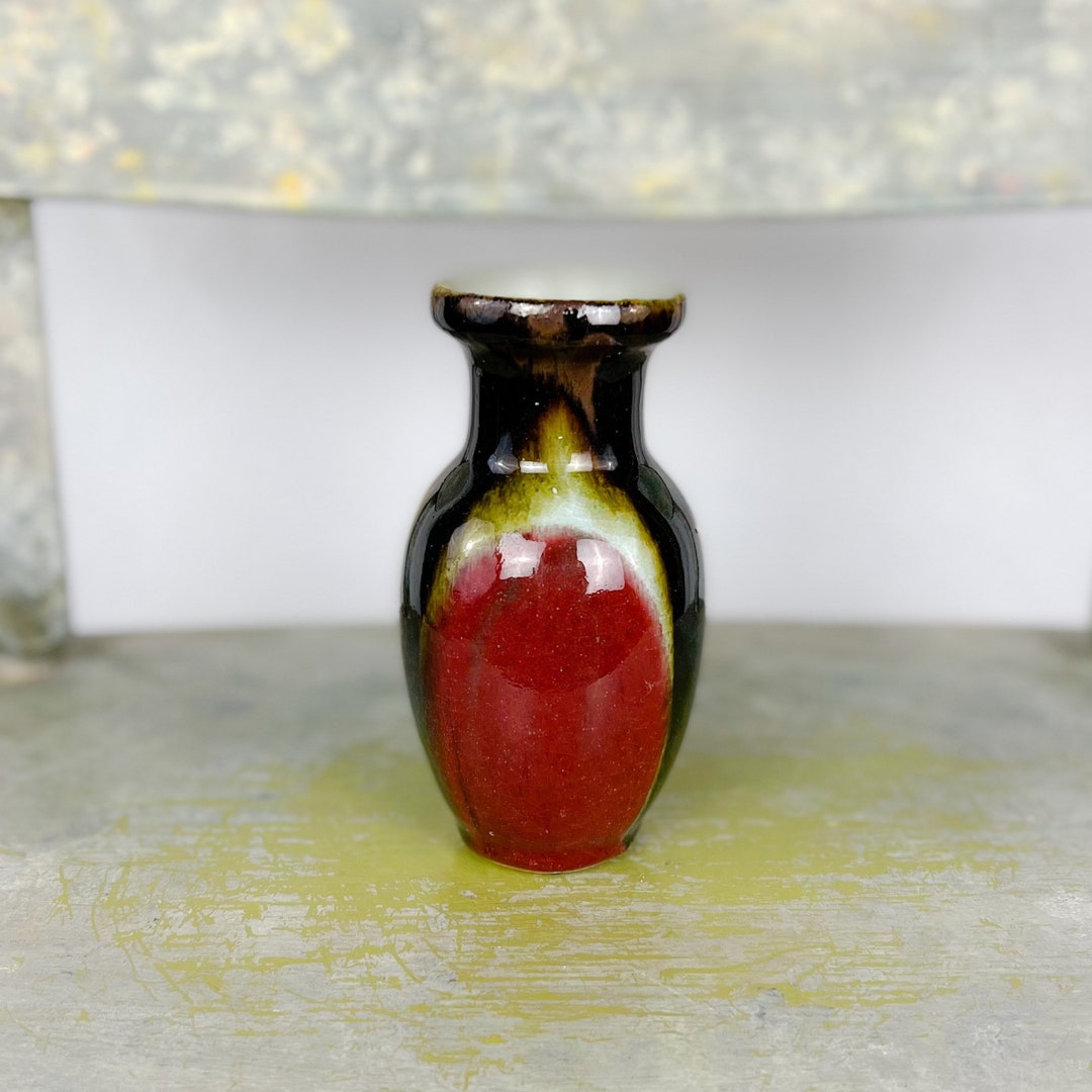 Vintage Studio Art Pottery Bud Vase Copper Green Black Glaze 5 3/4 ...