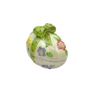 Hallmark Ceramic Green Covered Bunny Rabbit Candy Dish Spring Easter