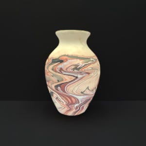 Vintage Nemadji Pottery Vase, Handcrafted Swirl Design, Collectible Art Pottery, Southwestern Decor 10”