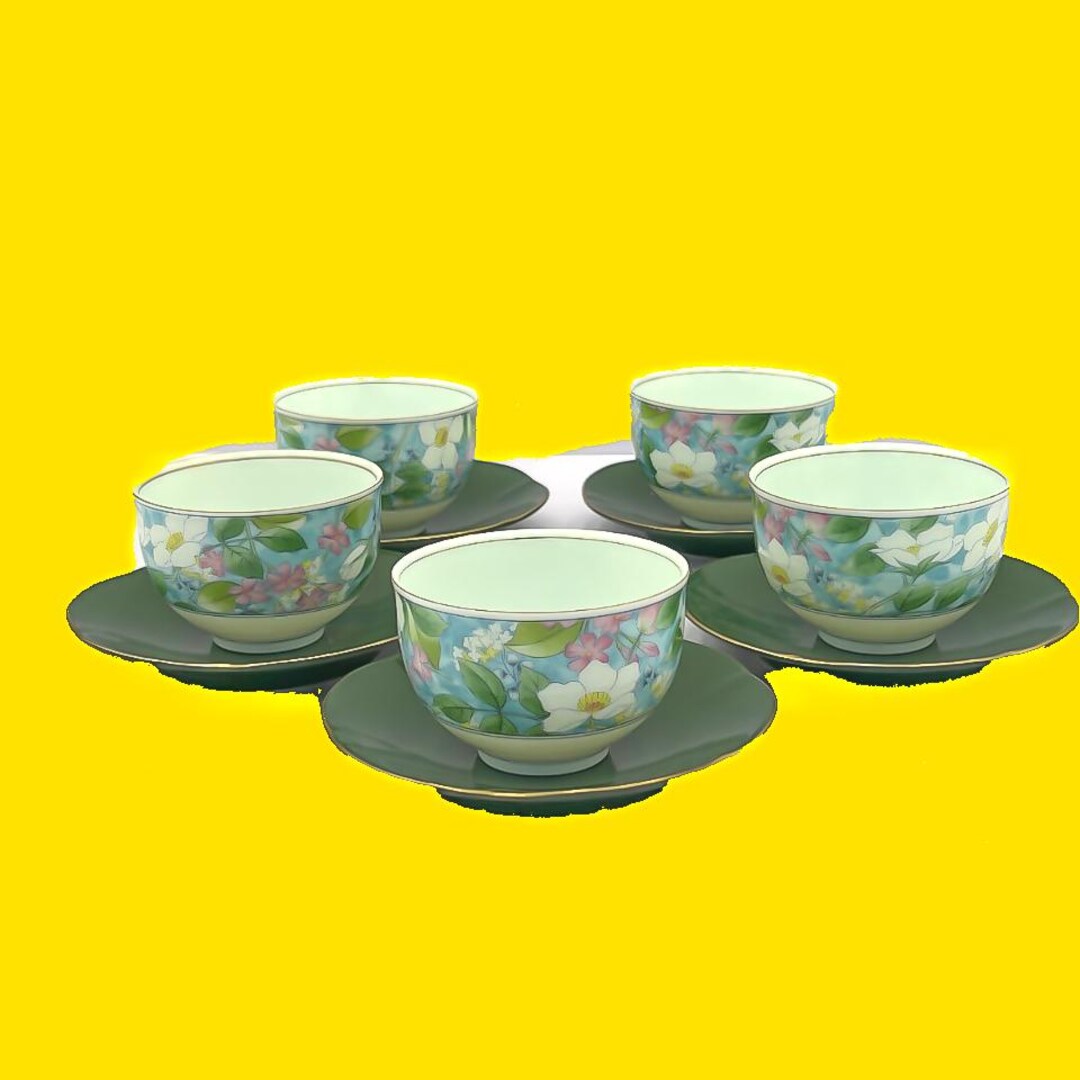 Vintage Japanese Lusterware Demitasse Cup and Saucer Set of 6 IN