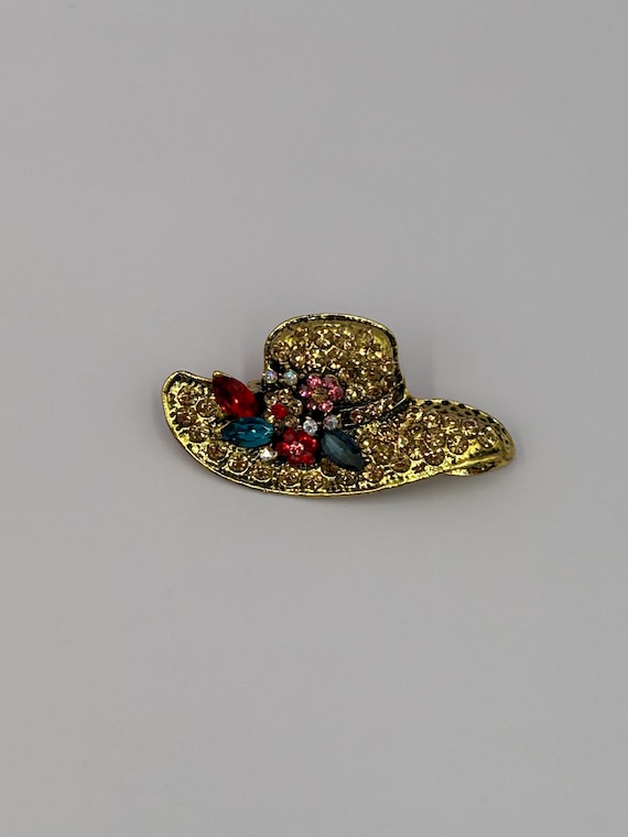 Broche bijoux vintage mascarade masque strass argent doré