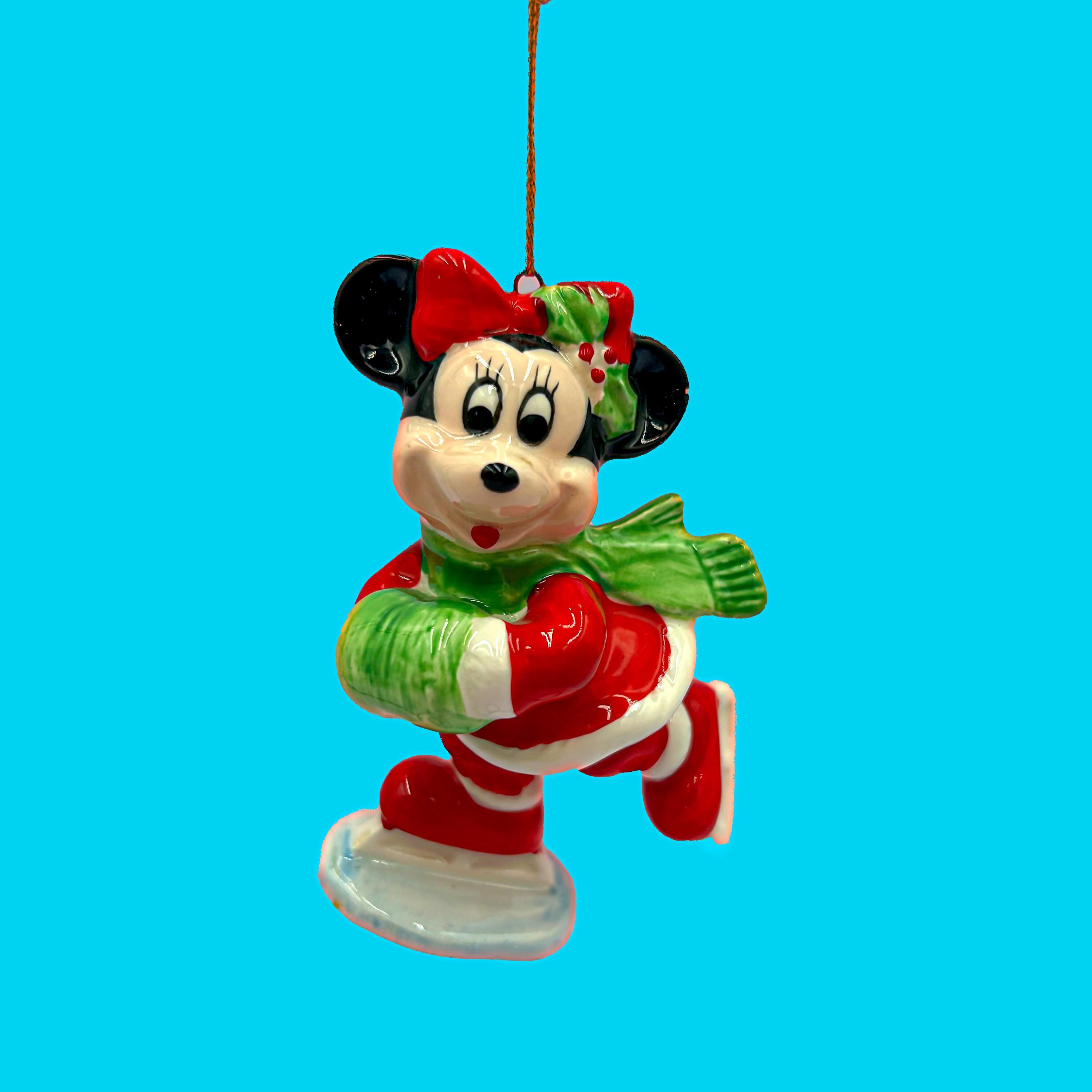 Vintage 1990s Disney Minnie Mouse Ice Skating Christmas Ornament 