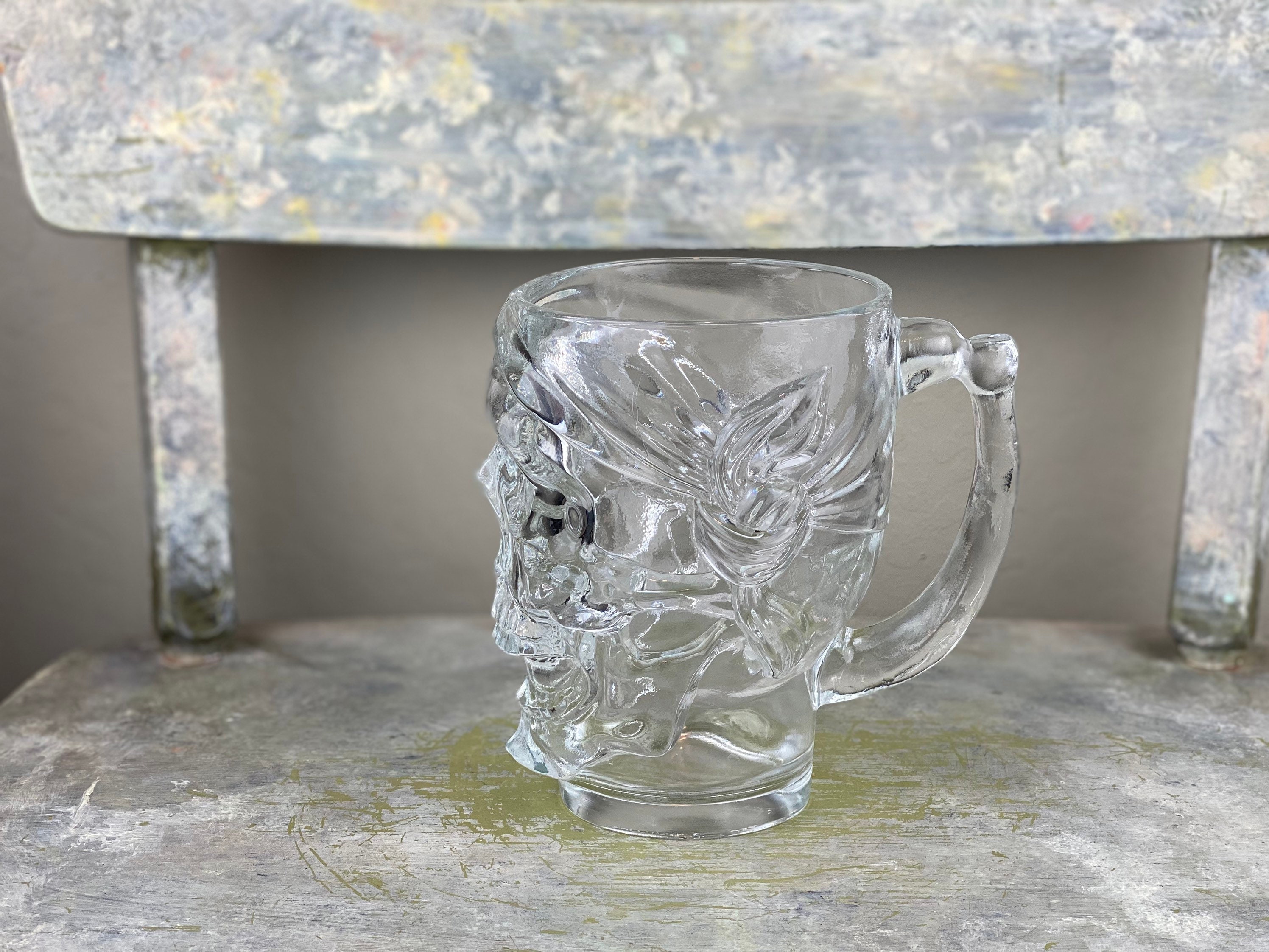 Heavy Pirate Skull Glass Mug Skull Clear Drinking Glass Beer Etsy