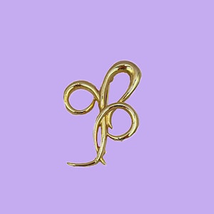 Broche vintage Givenchy com letra 'B' - elegante broche inicial dourado de 2,25"
