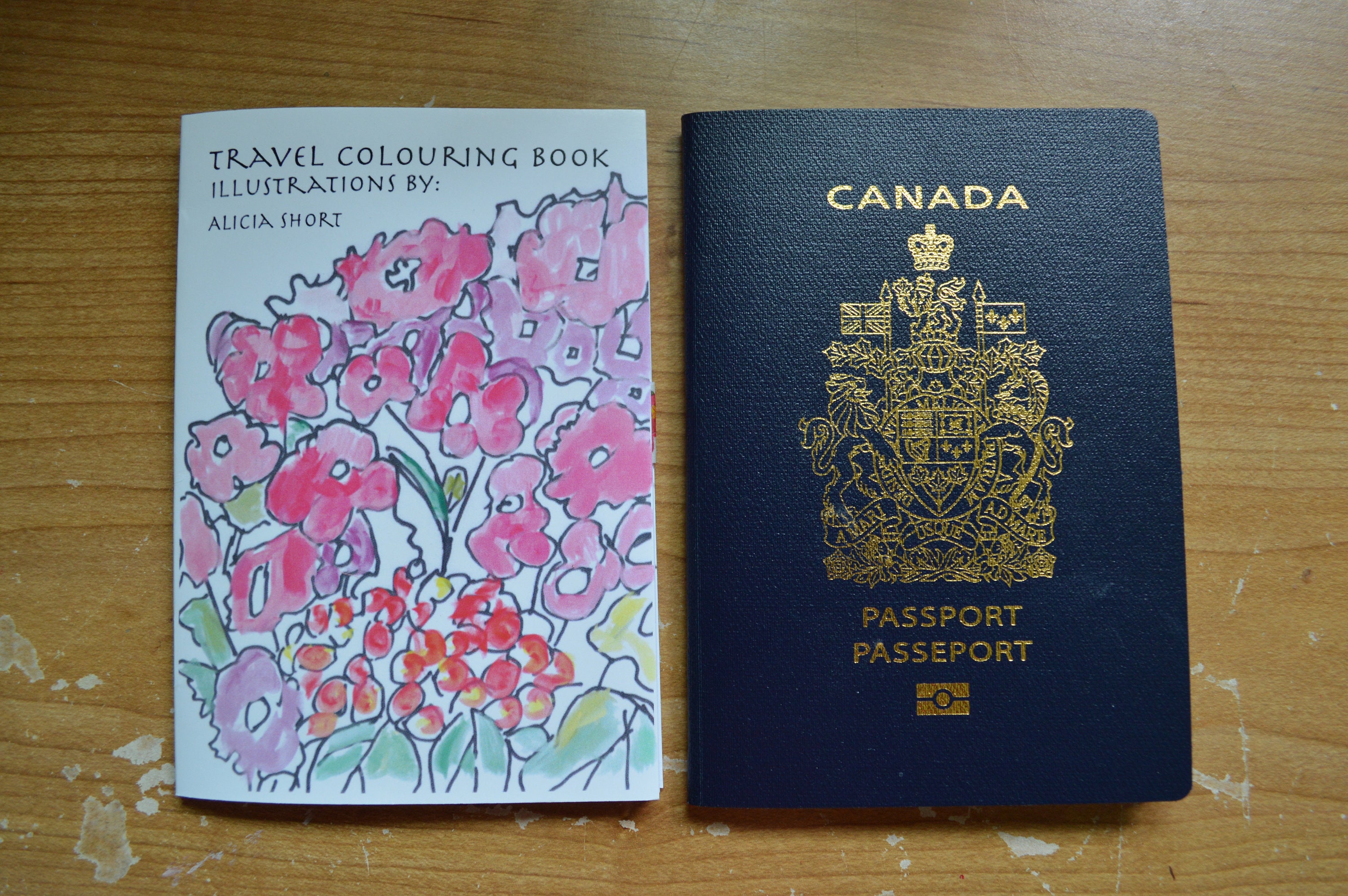 Passport Size Travel Flower Colouring Book Etsy Canada