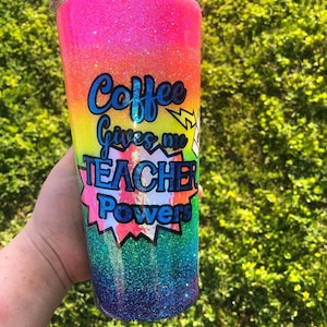 Rainbow coffee tumbler for teachers