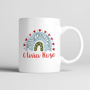 Personalisierte Kinder Weihnachtstasse: Regenbogen Heiße Schokolade Geschenk