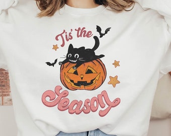 Halloween Cat Sweatshirt - Halloween Crewneck or Hoodies for Spooky Season
