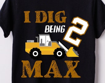 Chemise d'anniversaire de construction pour l'anniversaire d'enfants sur le thème de l'excavatrice de deux ans