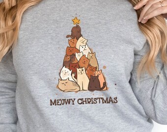 Sweatshirt kattenkerstboom: feestelijk kattenliefhebbercadeau