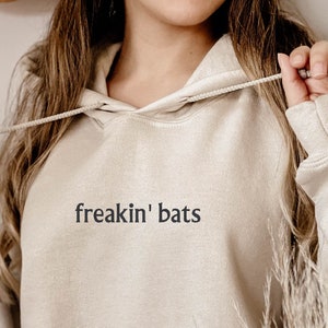 Halloween Embroidered Sweatshirt  or Embroidered Hoodie - Freakin' Bats Minimalist Crewneck Sweater