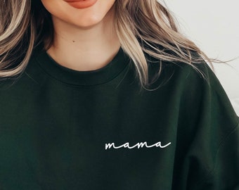 Mama Sweatshirt bestickt mit Rundhalsausschnitt für Mama