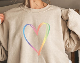 Women's Valentines Day Sweatshirt Crewneck Heart Graphic