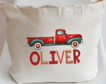 Tote Bag Personalized for Kids - Red Truck