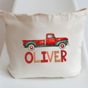 Tote Bag Personalized for Kids - Red Truck