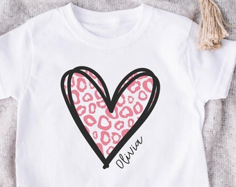 Kinder Personalisiertes Valentinstags-Shirt - Personalisierter Name Herz