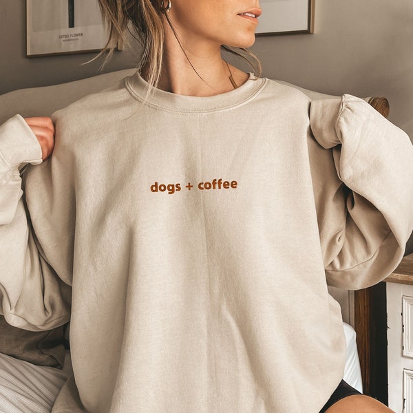 Embroidered Sweatshirt Gift for Dog Moms Coffee And Dogs Sweatshirt