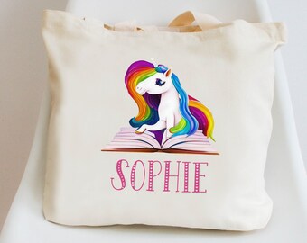 Tote Bag Personalized for Kids - Unicorn Daycare Preschool Bag