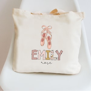 Tote Bag Personalized for Kids - Daycare, Ballet, Dance Bag for Ballerina