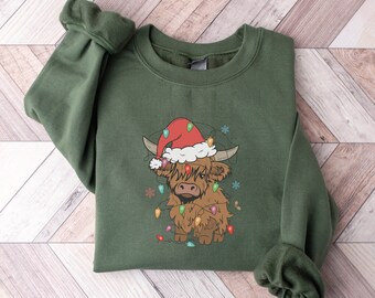 Highland Kuh Weihnachtssweatshirt: Festlicher Feiertags-Sweatshirt