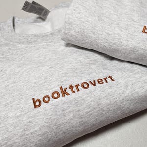 Embroidered Sweatshirt Book Lover, Booktrovert Minimalist Hoodie