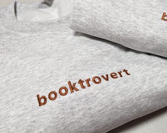 Embroidered Sweatshirt Book Lover, Booktrovert Minimalist Hoodie