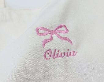 Embroidered Custom Tote Bag with Bow:  Personalized Bridesmaid Gift